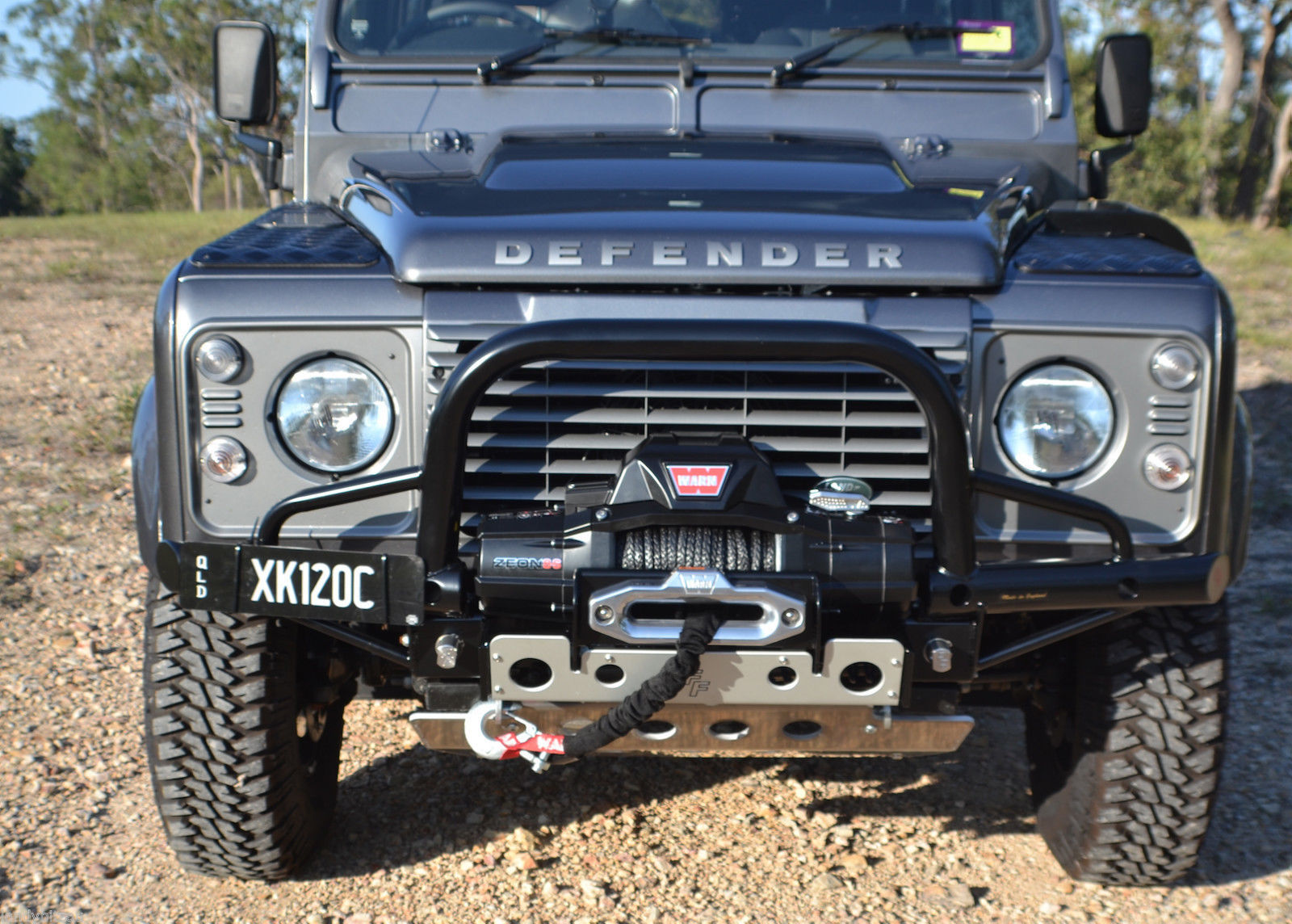 Land Rover Defender Shadow Tubular Winch Bar Suits Air Con With Swivel Eyes