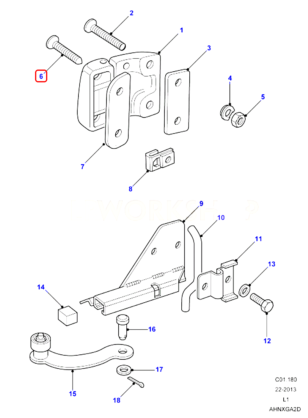 Land Rover Defender 90/110 Series 3 Full Front Door Hinge Kit With Bolts – Britpart DA1070