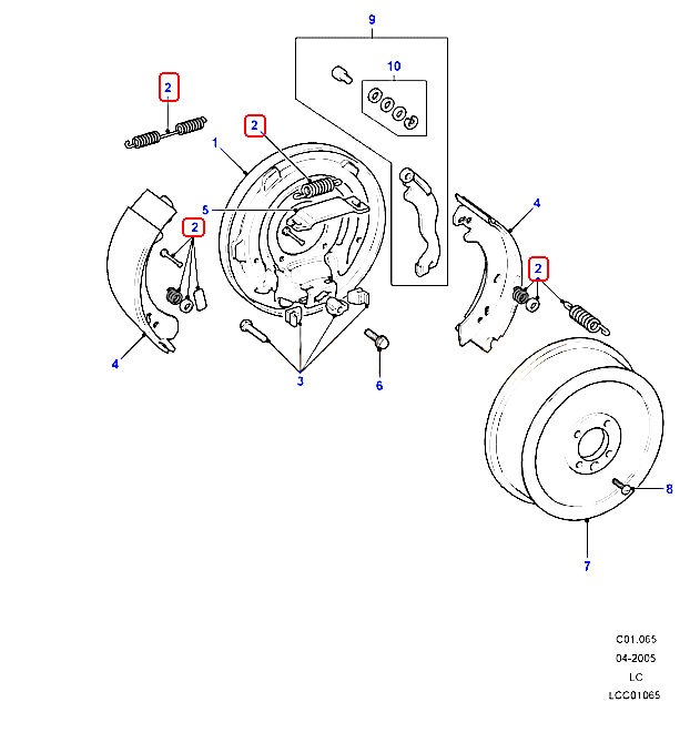 Land Rover Def D1 D2 RRC P38 Handbrake Shoe Retainer Kit Land Rover Def D1 D2 RRC P38 Handbrake Shoe Retainer Kit