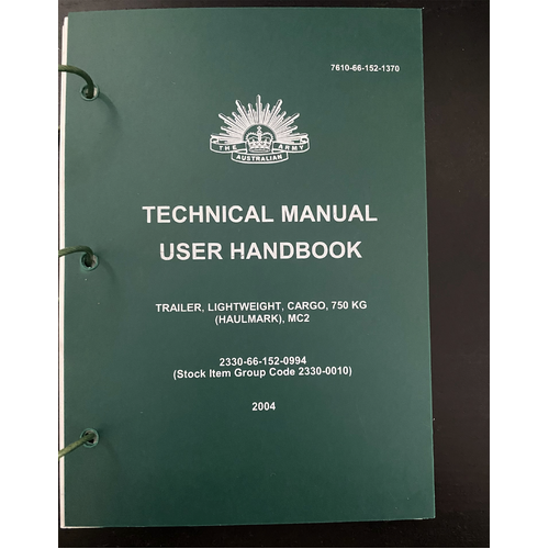 Army Haulmark MC2 Trailer Technical User Hand Book